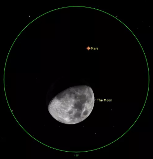 Moon and Mars before occultation