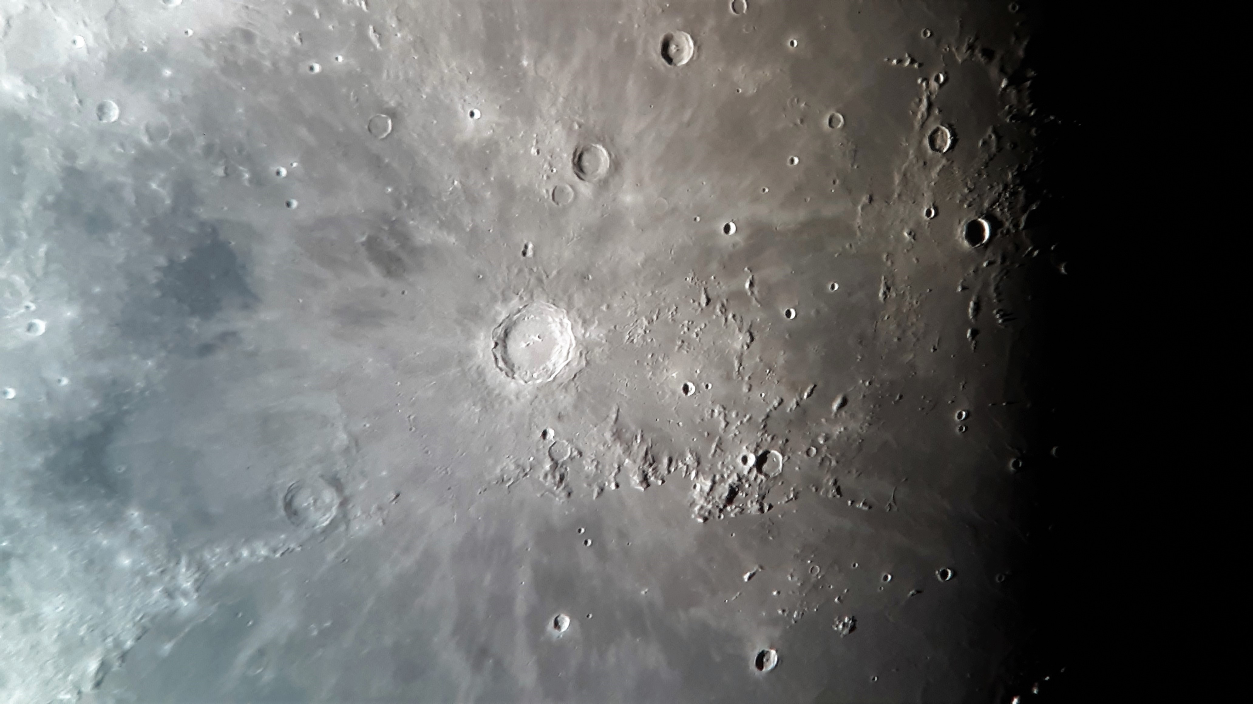 Copernicus moon crater photo taken through a telescope