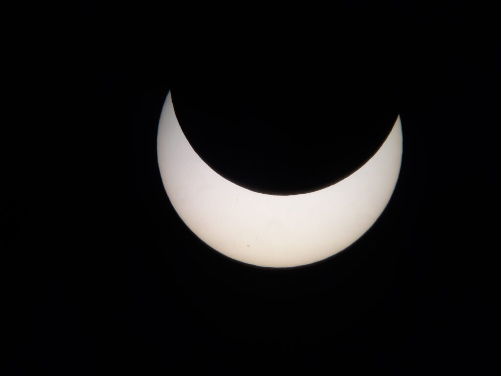 Sun eclipsed by the moon at about eighty percent